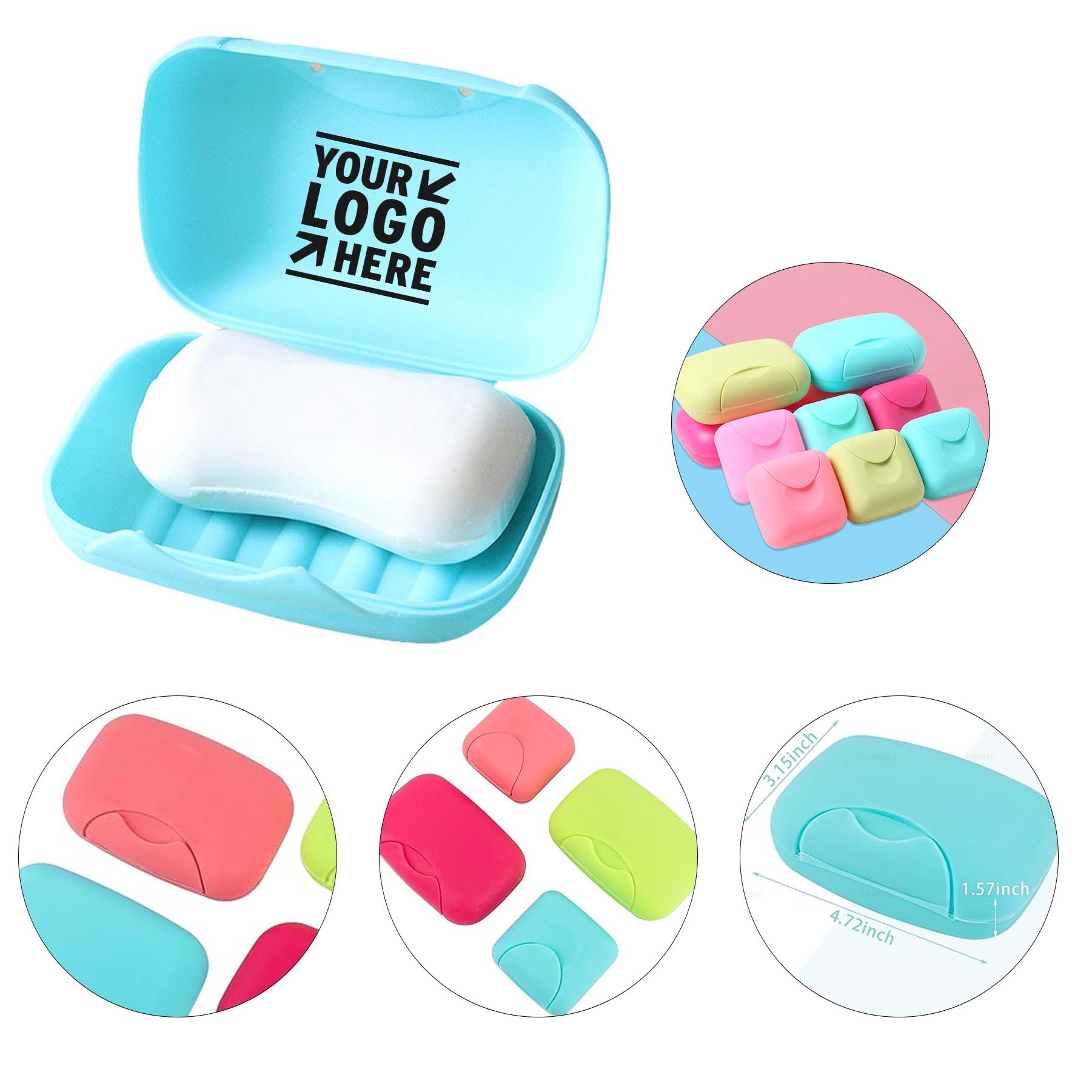 Home Bathroom Outdoor Candy Color Portable Travel Plastic Soap Box with Lid 1