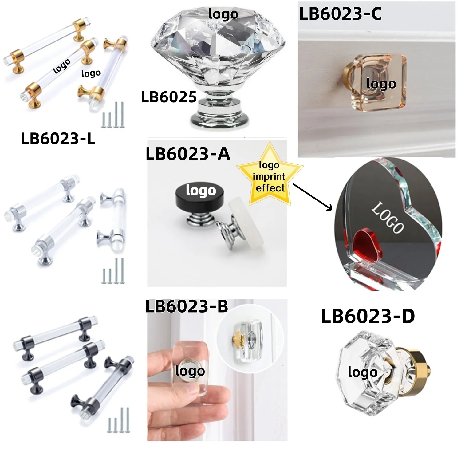 Glass Handle Pulls Crystal Knobs for Drawer Cupboard 2