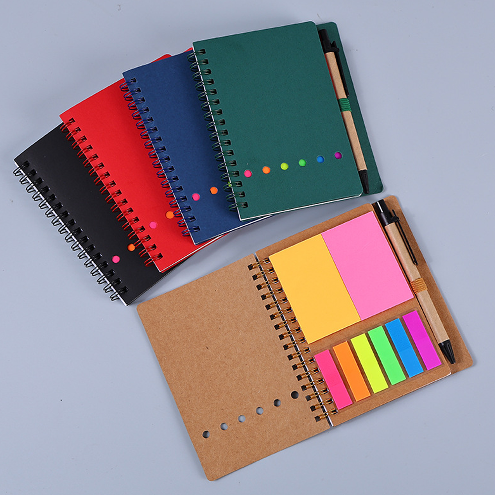 Kraft Spiral Notebook With Pen & Sticky Note Set 5