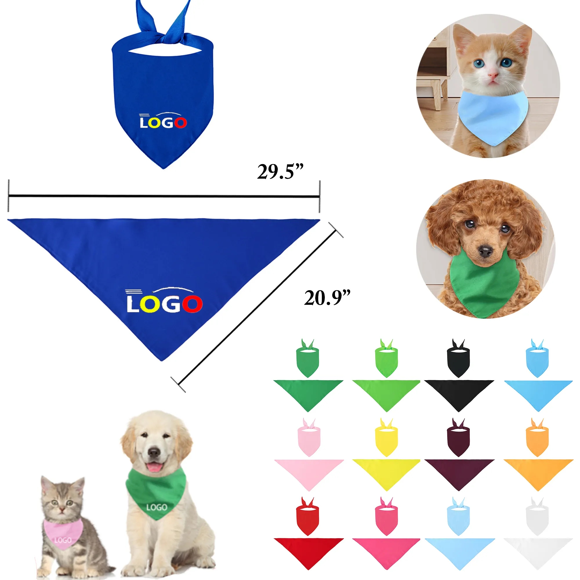MOQ50 Pet Solid Bib Polyester Scarf 14