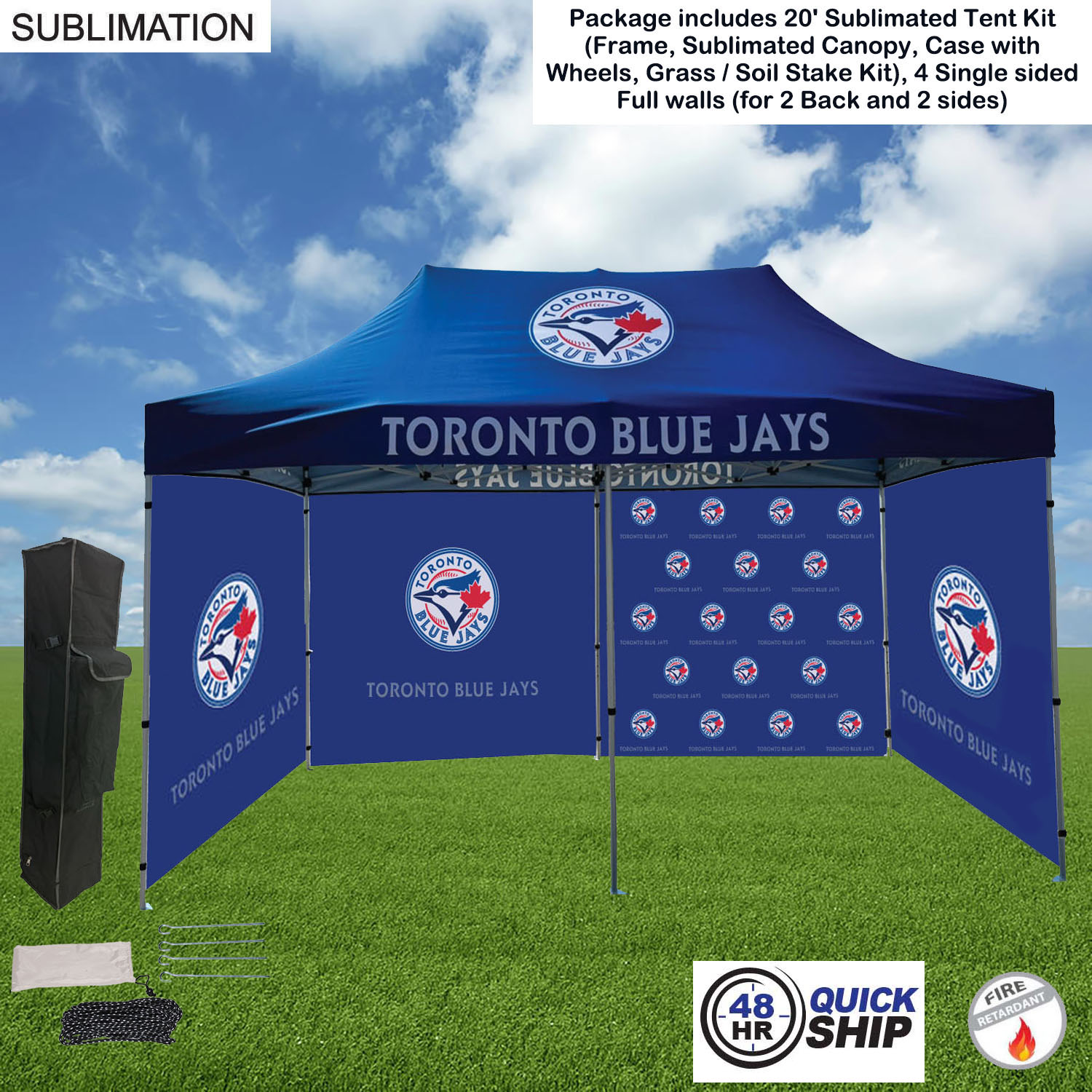 48Hr Quick Ship - Full Privacy Tent Package 1, 20' Sublimated Tent,4 Single sided Full walls 2