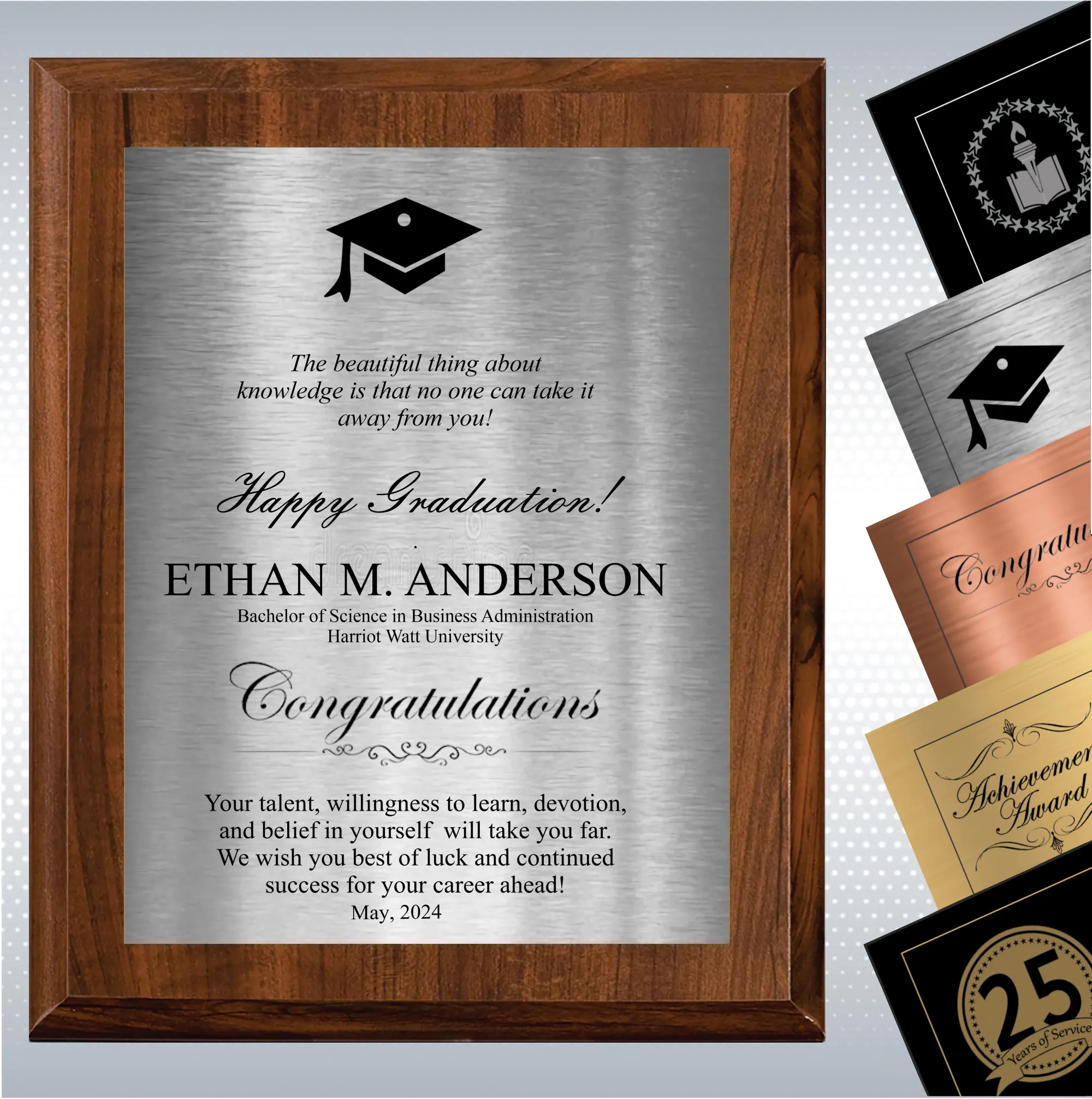 Cherry Finish Graduation Gift Plaque Award 16