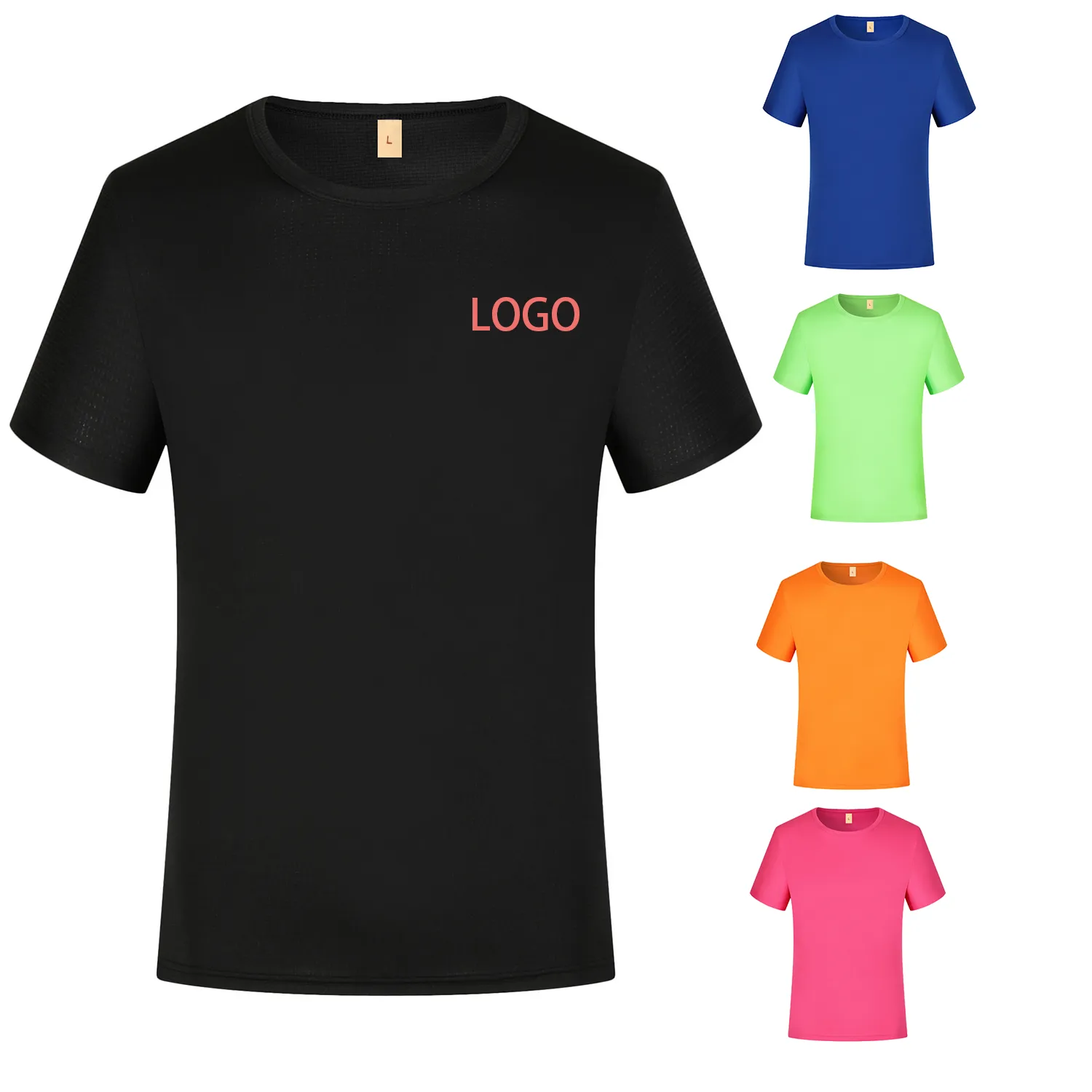 Polyester Small Plaid Round Neck Quick-Drying T-shirt 3