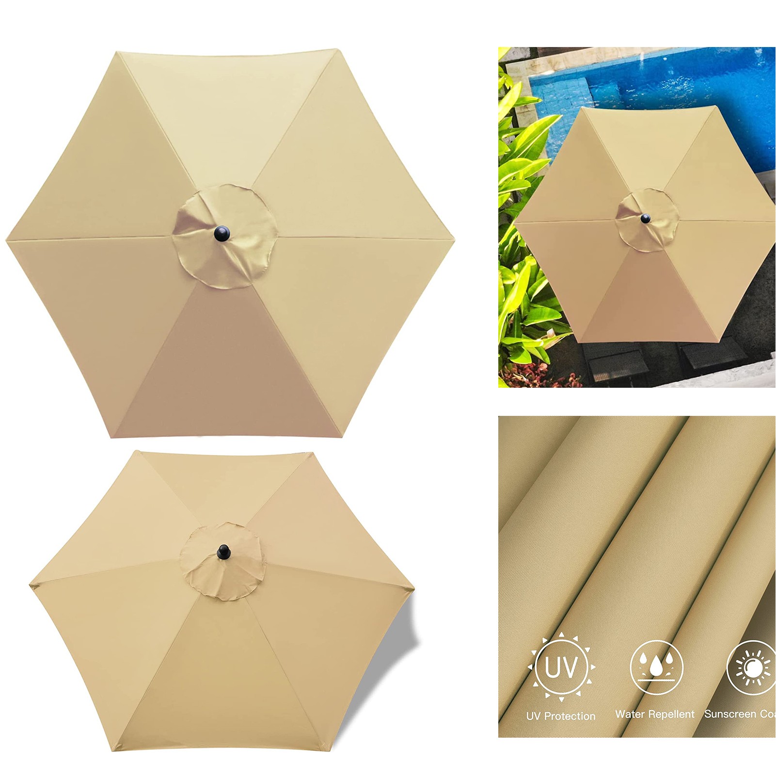 9ft Replacement Canopy Market Patio Umbrella with 6 Ribs 2