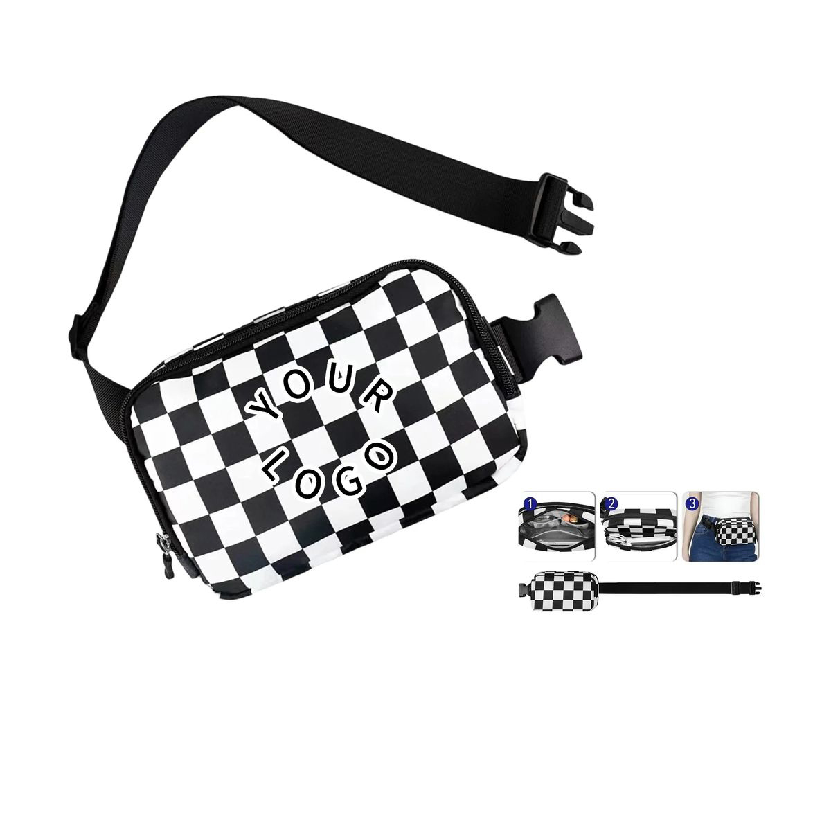 Oxford Belt Bag with Adjustable Strap and Zippered Pockets 3