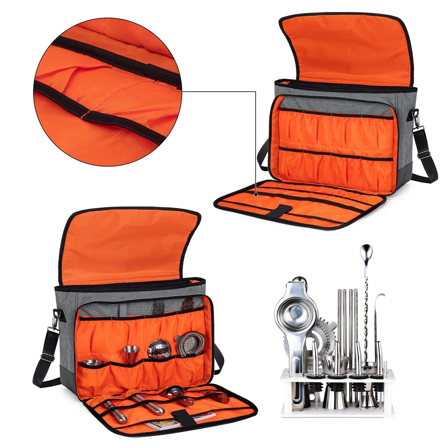 Bartender Kit Travel Bag with Padded Compartments 6