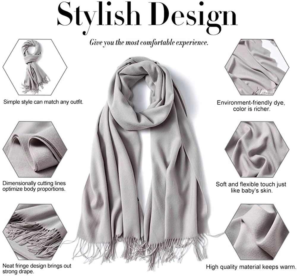 Women Winter Cashmere Scarf wIth Tassel 2
