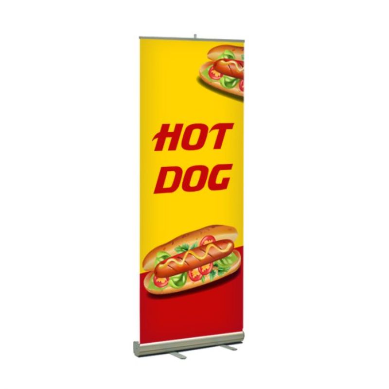 Hot Dog Pre Printed Premium Retractable Banner Yellow 33" x 80" 2