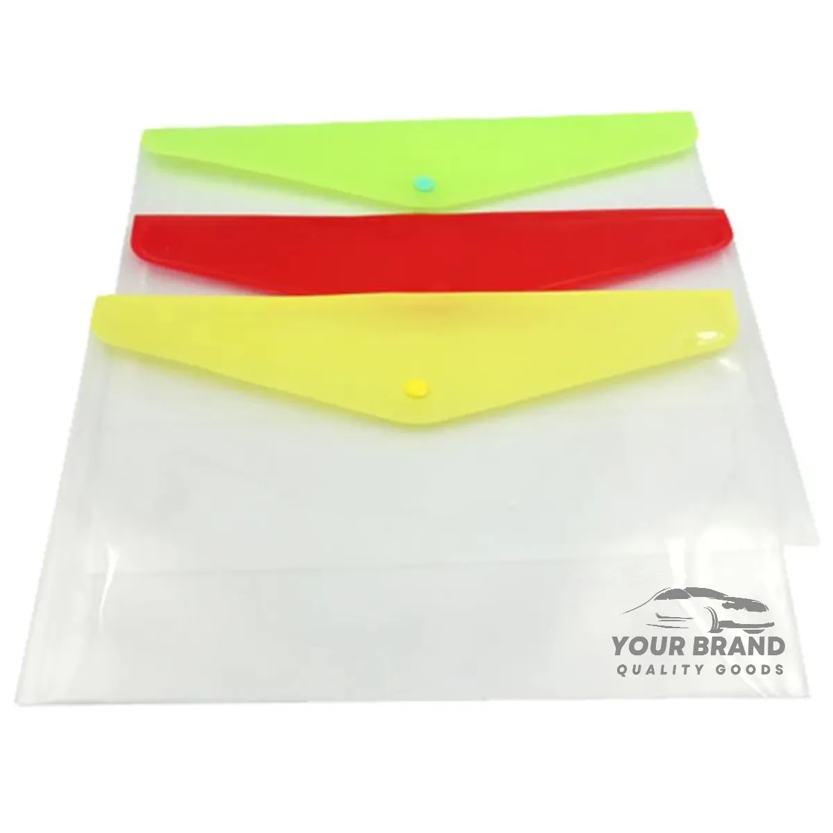 Transparent Assorted Color Document Holder With Snap Closure 2
