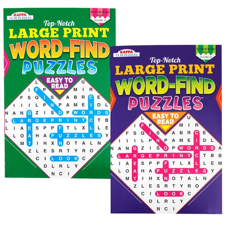 Large Print Word-Find Puzzle Books Assorted - 98 Pages Two Titles 2