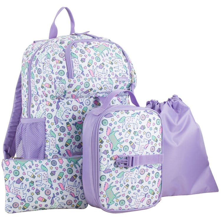 18" Backpack Combo Sets - 4 Pieces Purple Unicorns 2