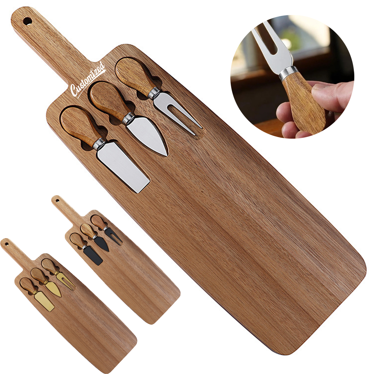 Wooden Cheese Board Serving Knife Set 1