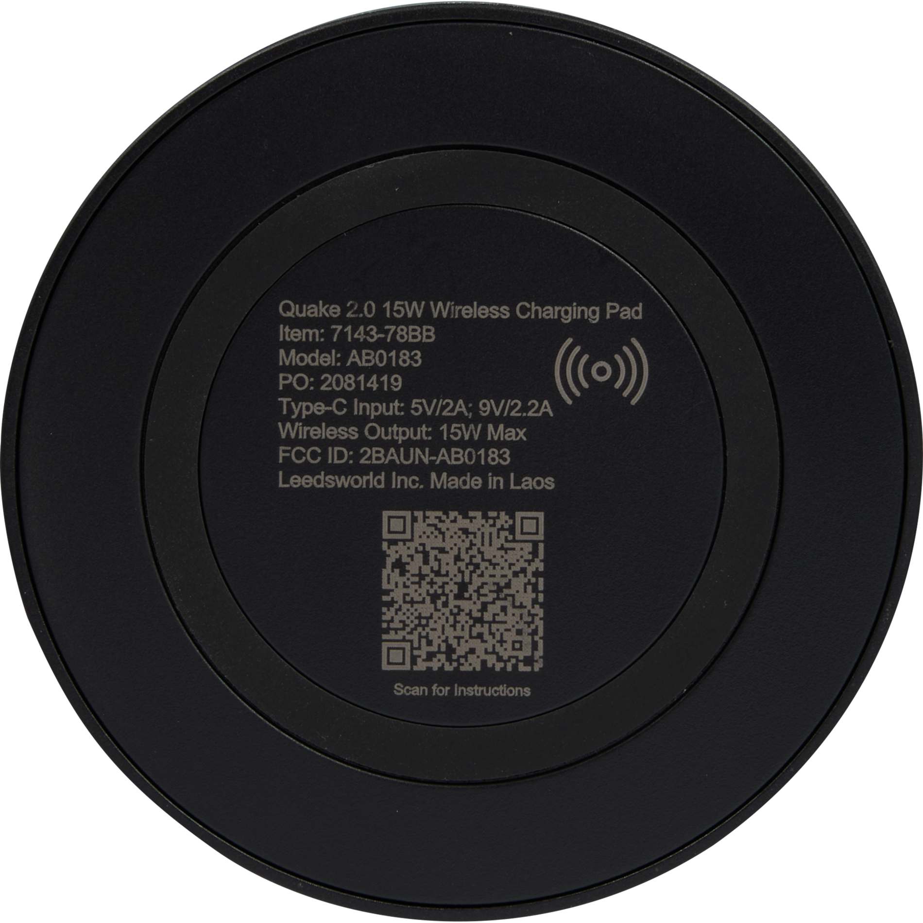 Quake 2.0 15W Wireless Charging Pad 60
