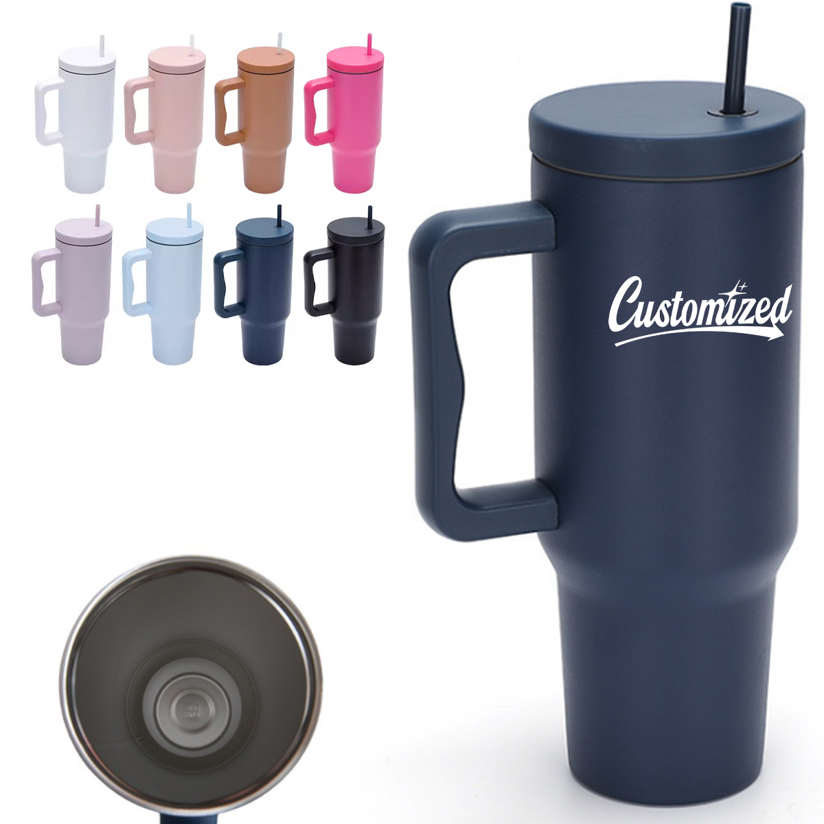 40Oz. Stainless Steel Tumbler with Handle & Straw 4