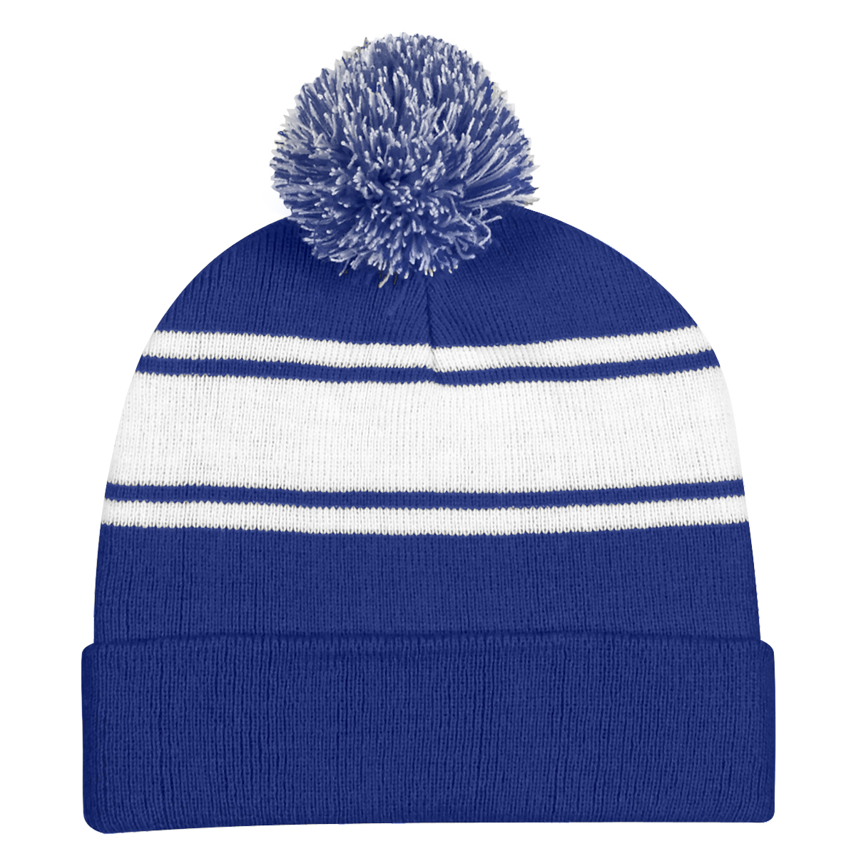 Two-Tone Knit Pom Beanie With Cuff 31