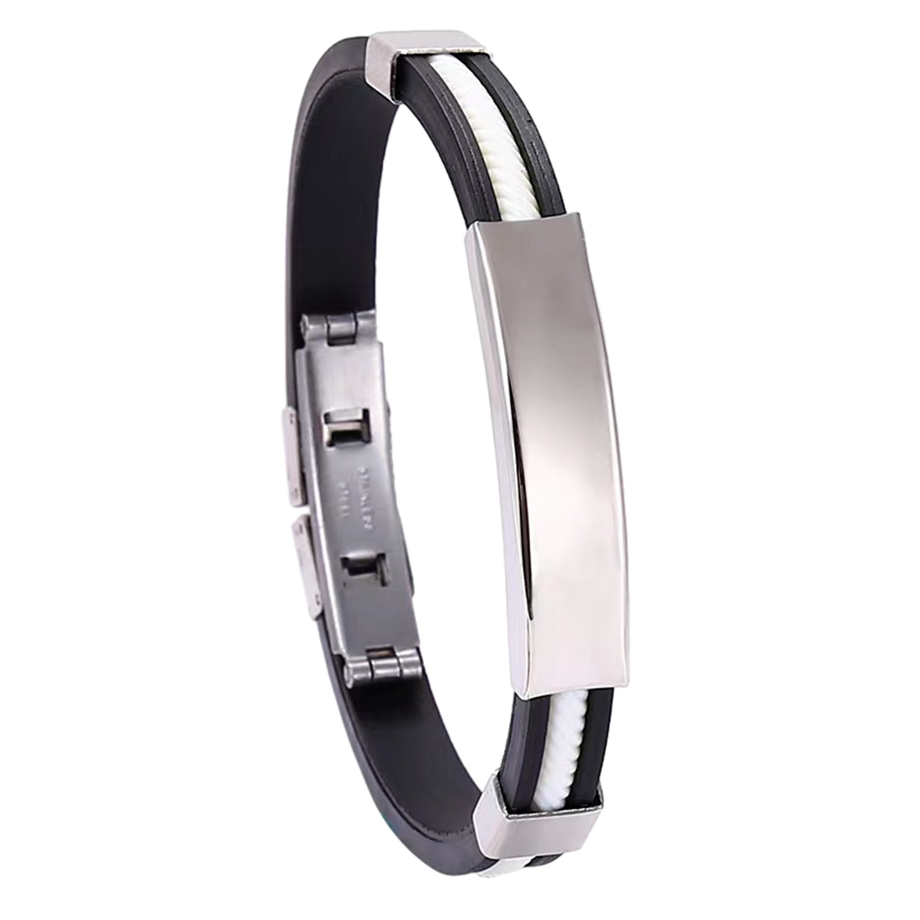 Customizable Engraving Stainless Steel Silicone Bracelets 4