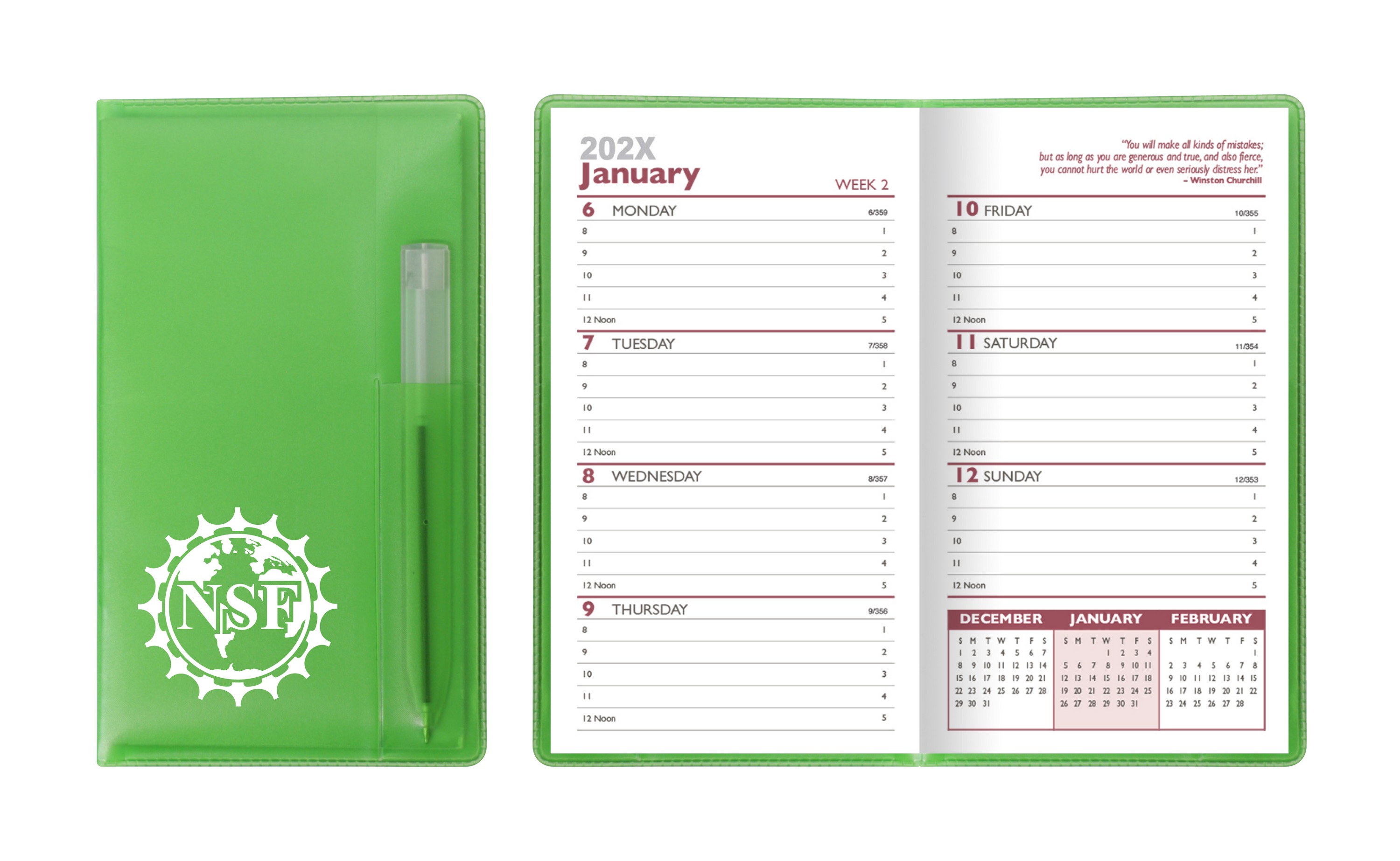 Translucent Vinyl Cover Weekly Planner with Flat Clear Pen 8