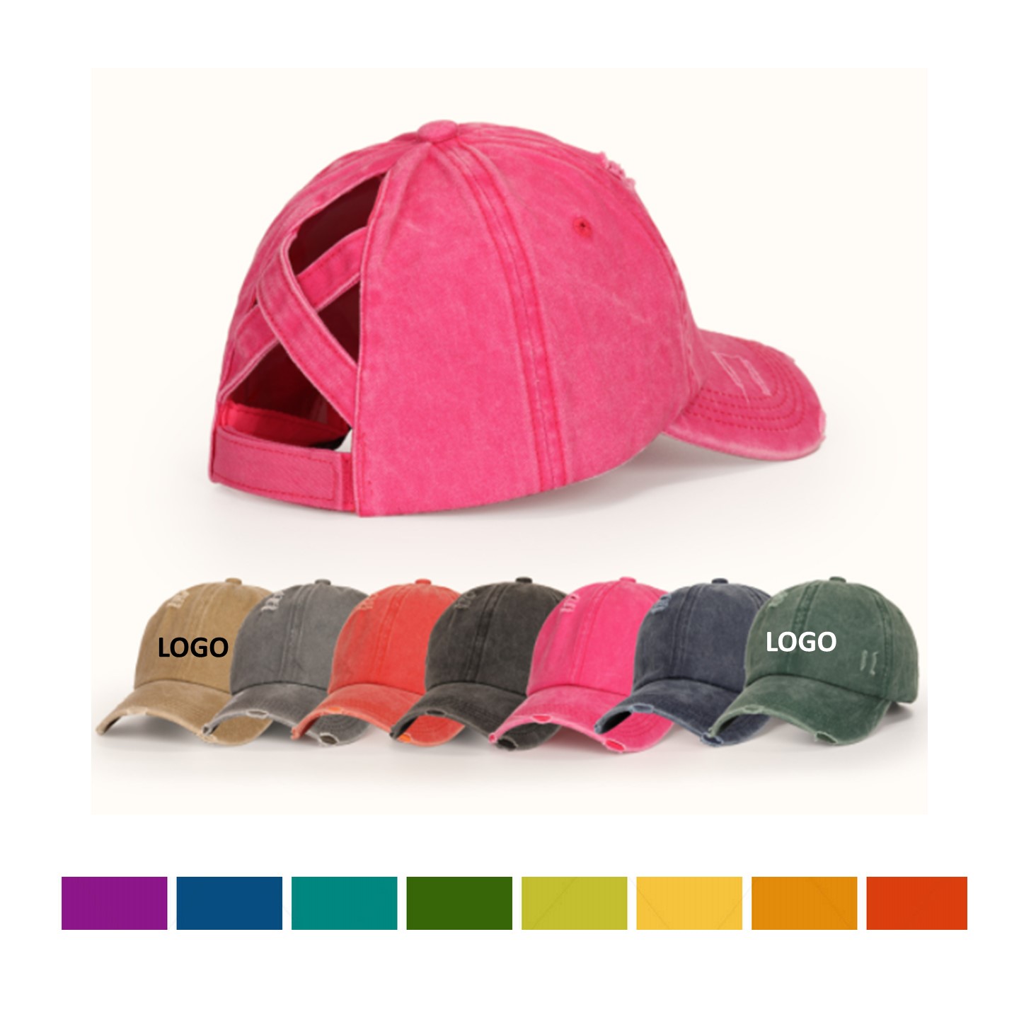 Washed Denim Ponytail Baseball Cap 2