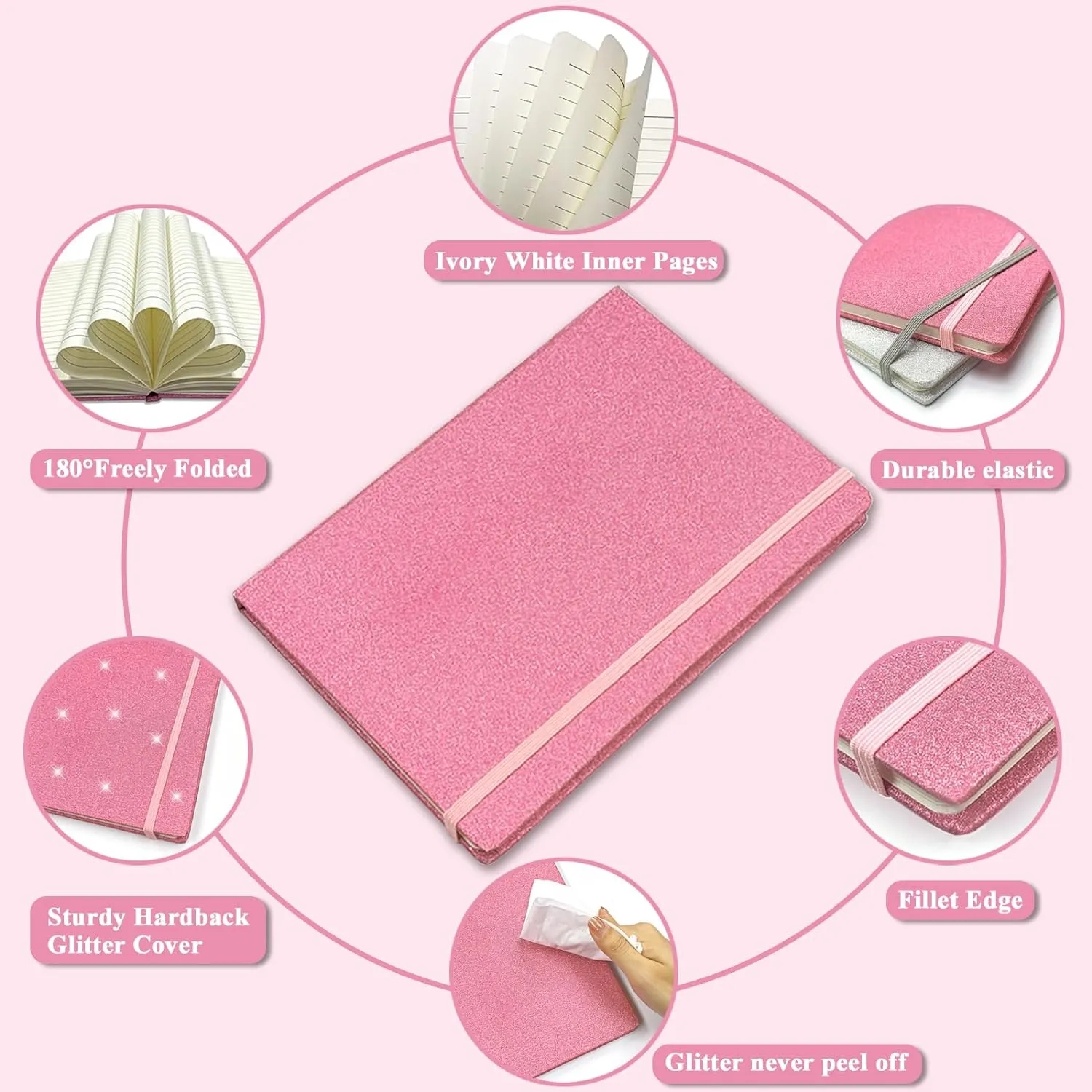 Colorful A5 Hardcover Glitter Writing Notebook 6