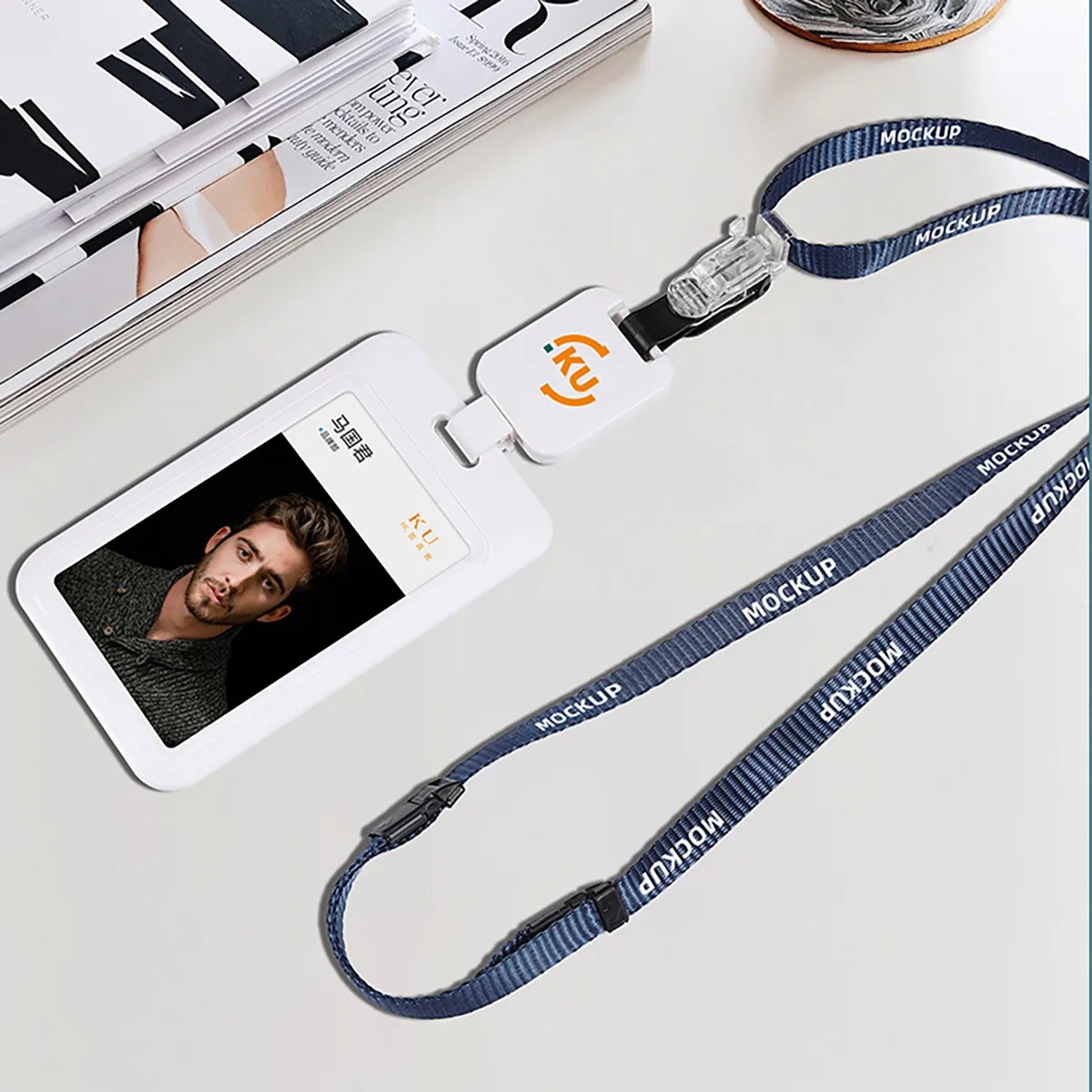Retractable Badge Reel with Hard Plastic ID Card Holder 2