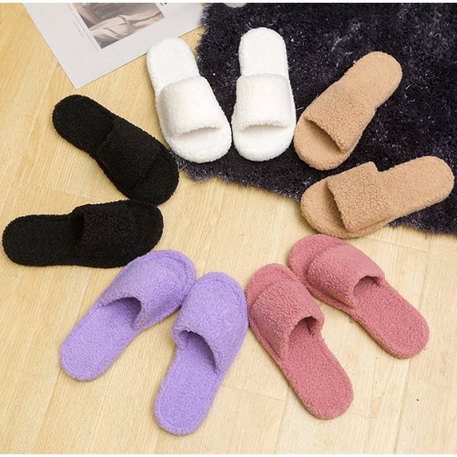Women House Shoes Open Toe Slippers 4