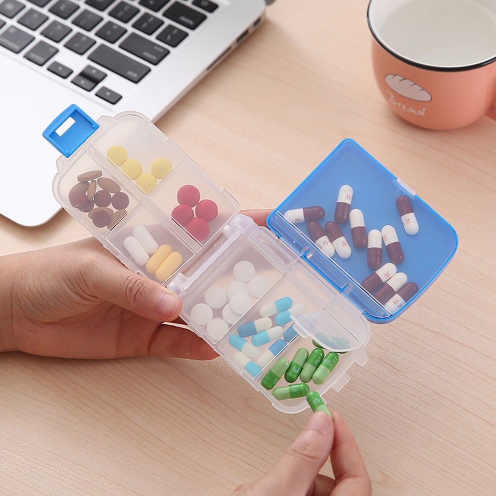 Portable Folding Three-layer 8 Grid Small Pill Box 2