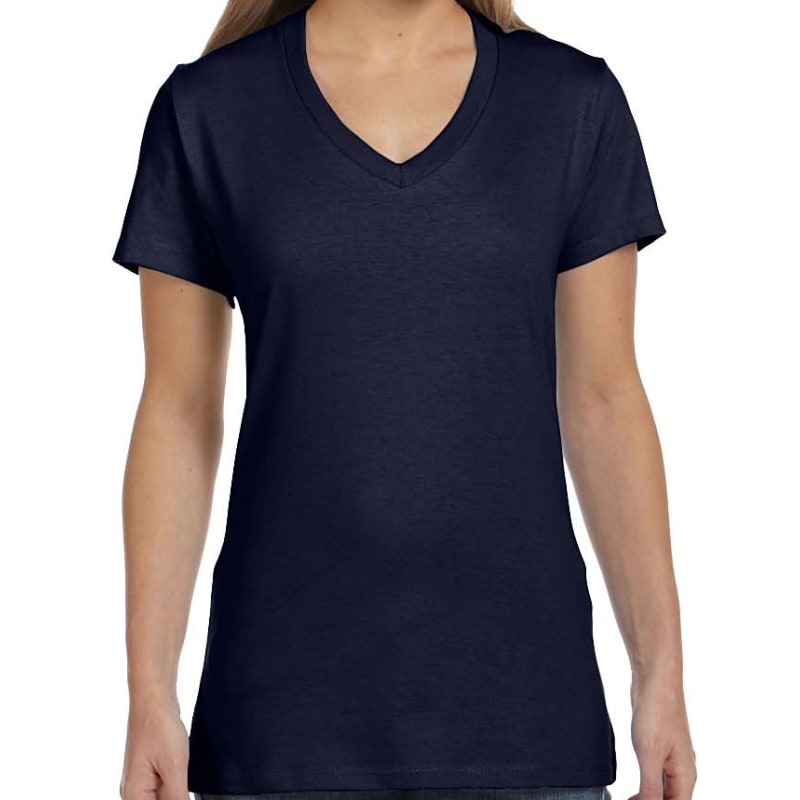 Hanes Ladies 4.5 Oz., 100% Ringspun Cotton Nano-T® V-Neck T- 19