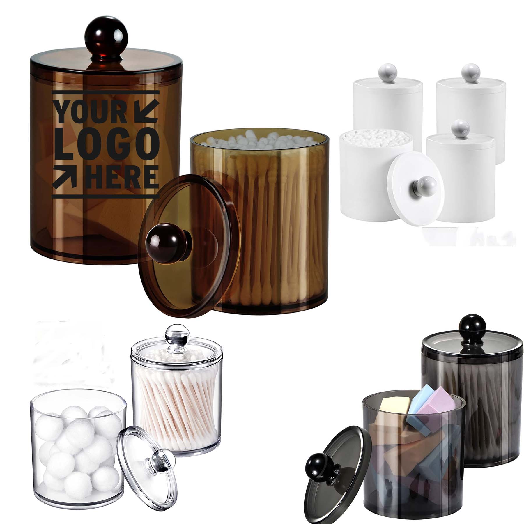 15 Oz. Qtip Dispenser Apothecary Jars Bathroom with Labels 2