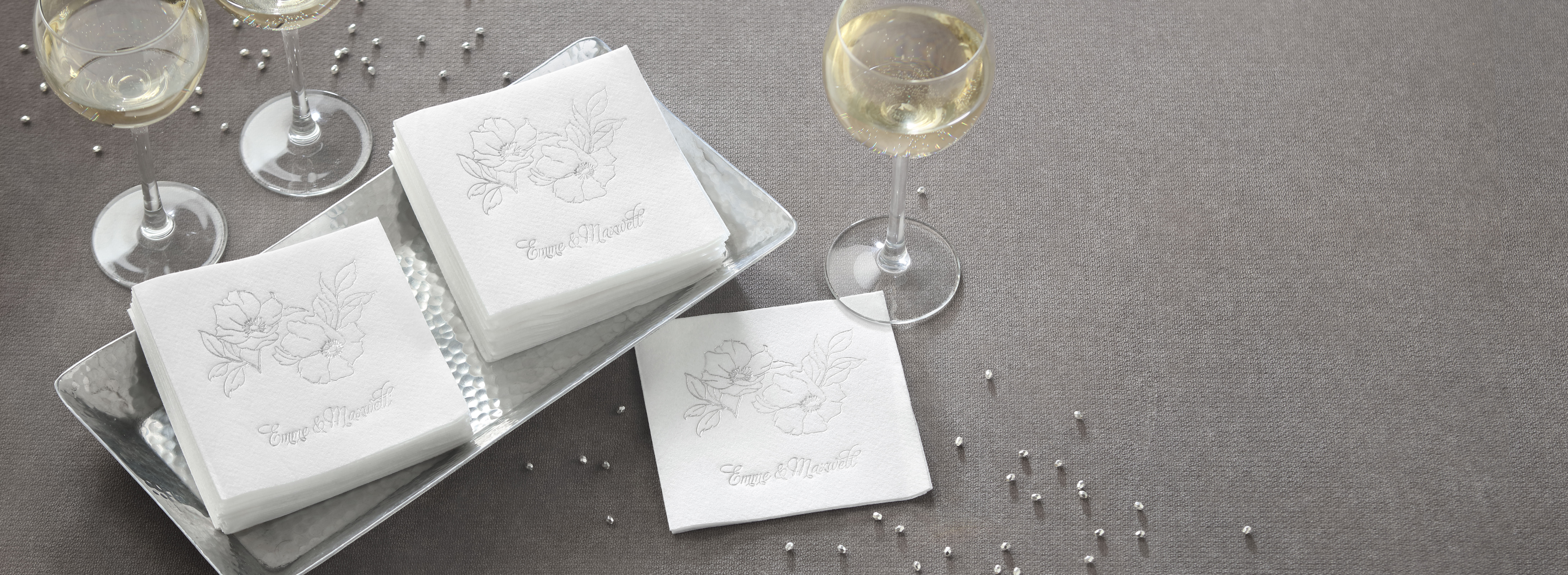 Floral Impressions Premium Beverage Napkin w/uncoined Edge (White) 5