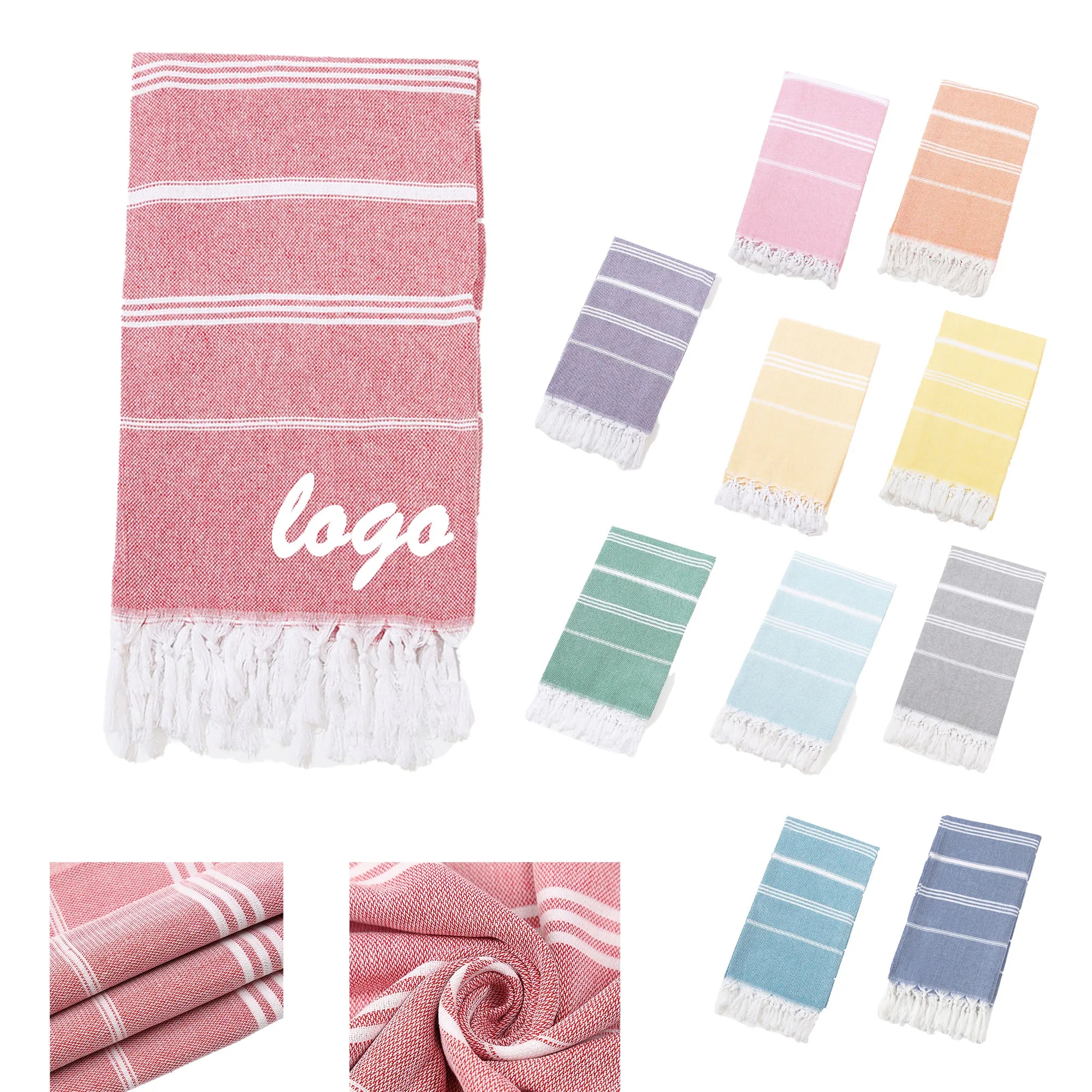 MOQ 30 Pure Cotton Turkish Sand-Free Tassel Beach Towel 21