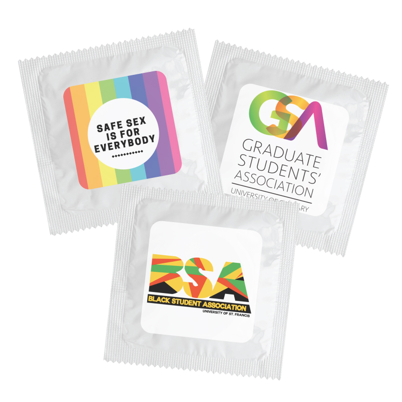 Individual Condom w/ Square 4 Color Process Printing Decal (CMYK)