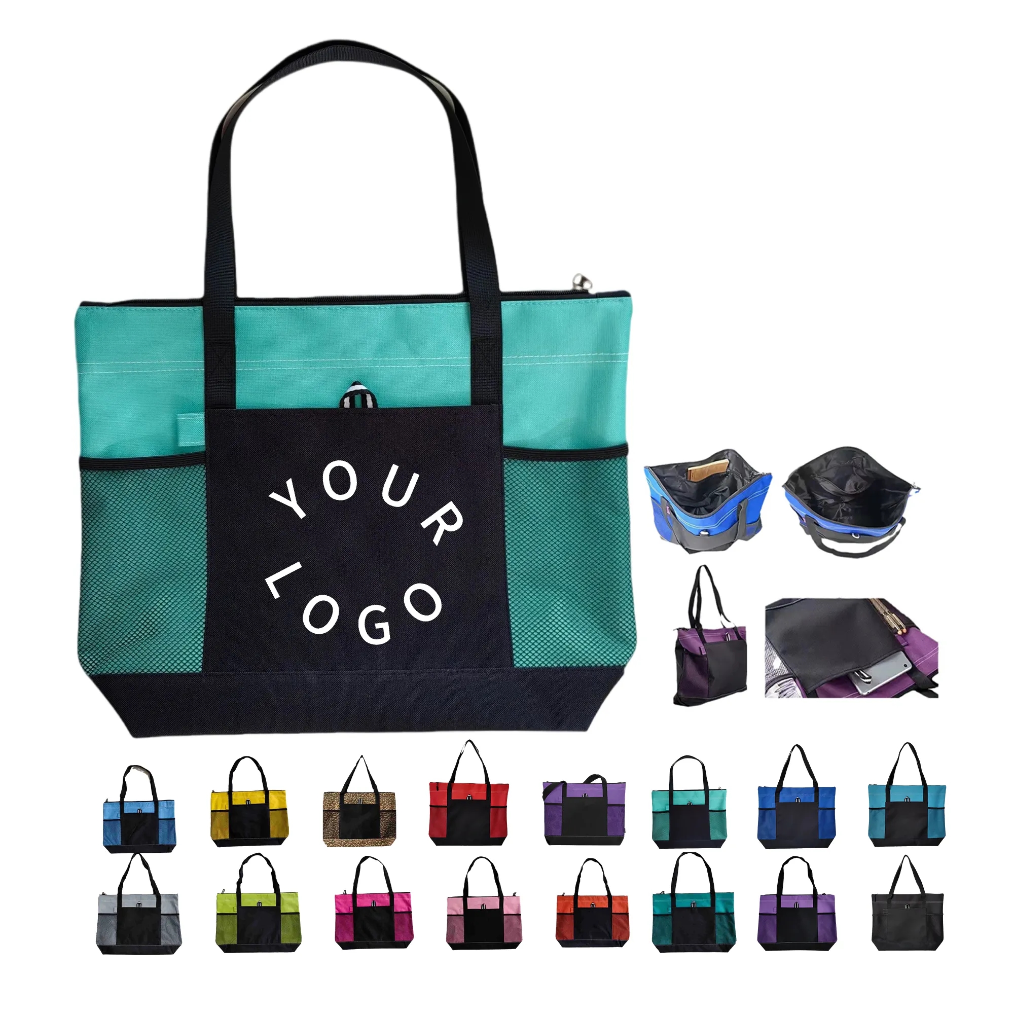 Polyester Organizer Tote, custom tote bag with logo imprint 3