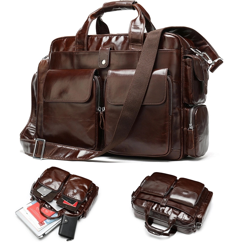 Genuine Leather Briefcase w/ Luggage Strap 2