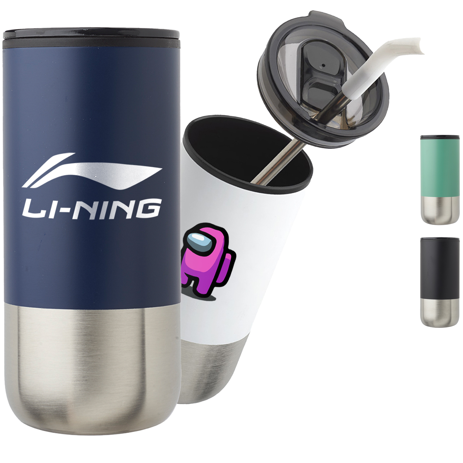 20 oz. Stainless Steel Travel Mugs w/ Silicone Straw 1