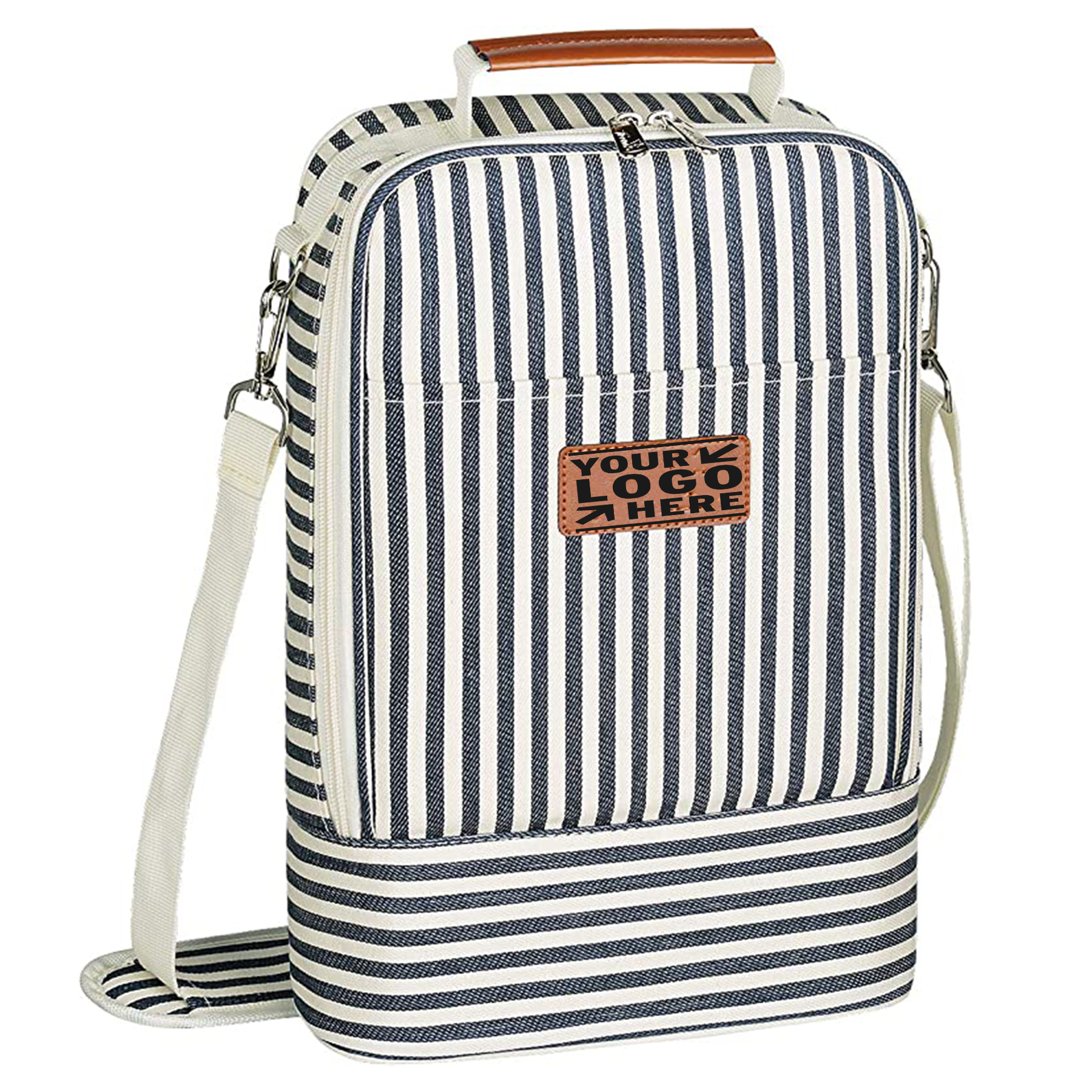 Blue Stripe Wine Tote Carrier Bag 2