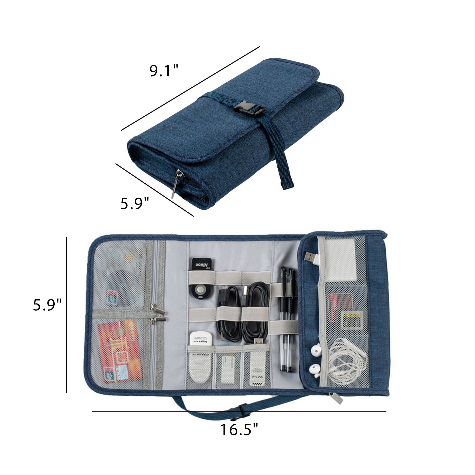 Roll Up Electronic Cable Organizer Bag Pouch 2