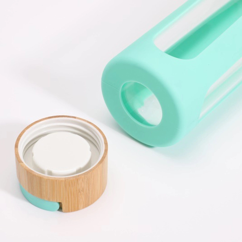 20oz Glass Bottles with Sleeve Silicone Sleeve, Bamboo Lid 7