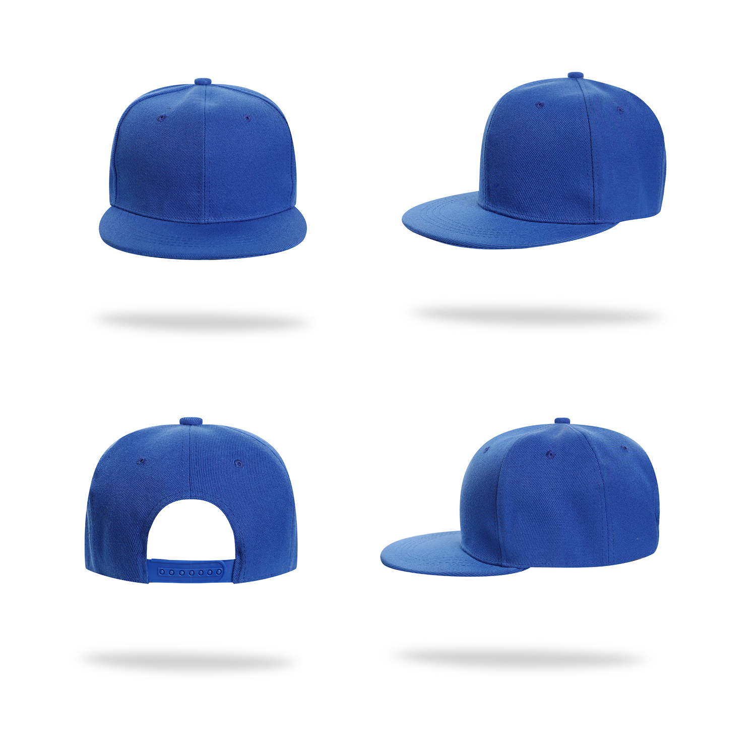 Stock Solid Color Polyester 6 Panel Cap w/Flat Visor & Snapback Fastener 2