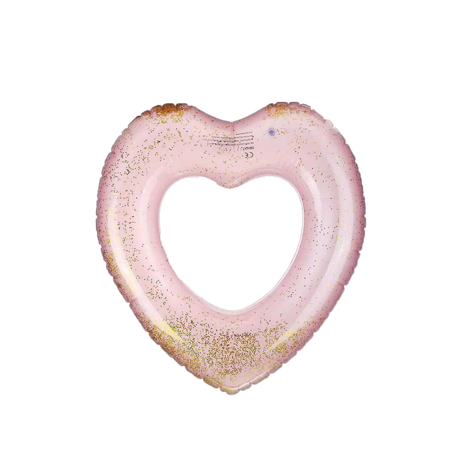 Heart Shaped Inflatable Pool Float With Glitter 4