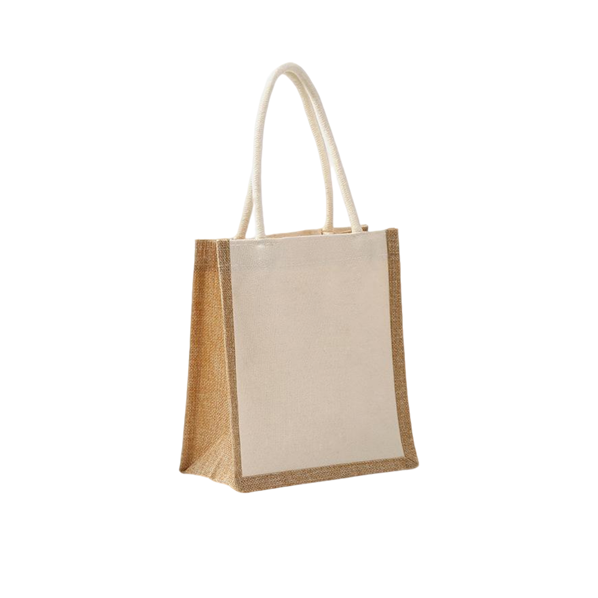Jute Canvas Patchwork Carry Tote With PE Liner, custom tote bag with logo imprint 4