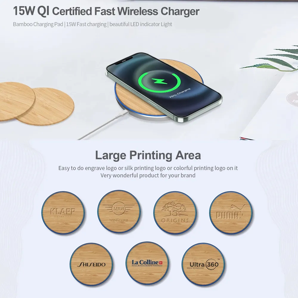 15W Qi Wireless Charger -Bamboo 1