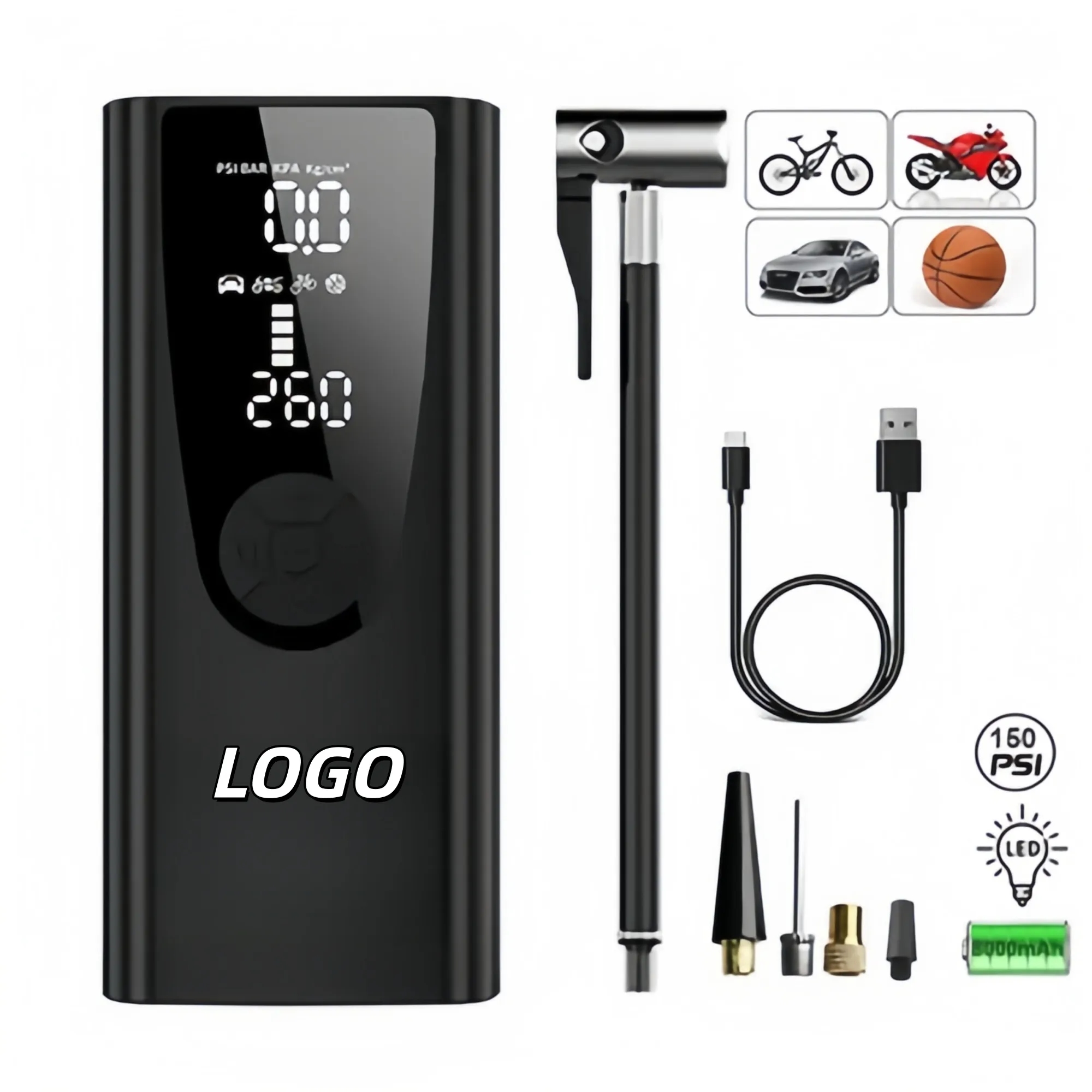 6000Mah Electric Portable Air Pump Tire Inflator Compressor