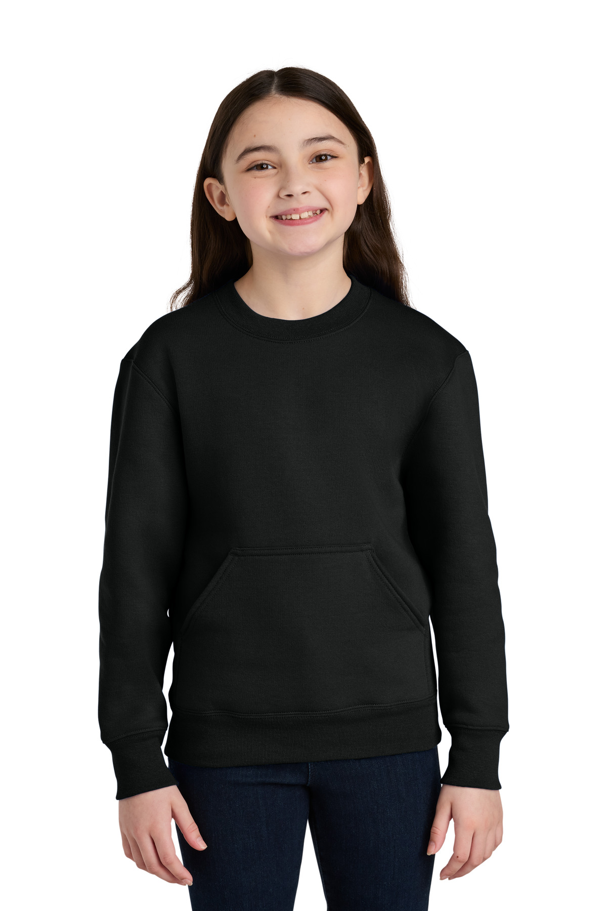 Port & Co Youth Core Fleece Crewneck Pocket Sweatshirt PC78YPKT 21