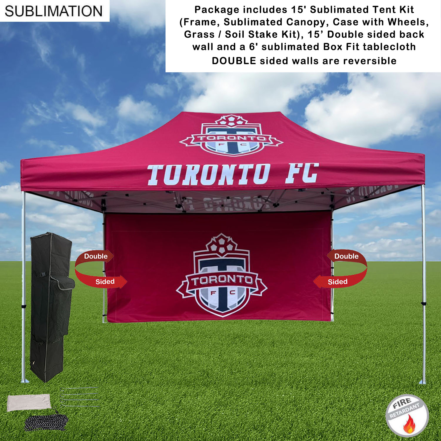 Tent Backwall Package 2, 15' Sublimated Tent Kit and 15' Full DOUBLE sided backwall 29