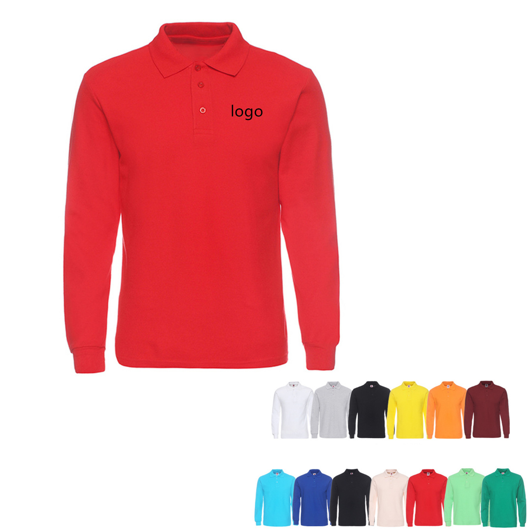 Cotton Long Sleeve Stain Guard Polo Shirts 2