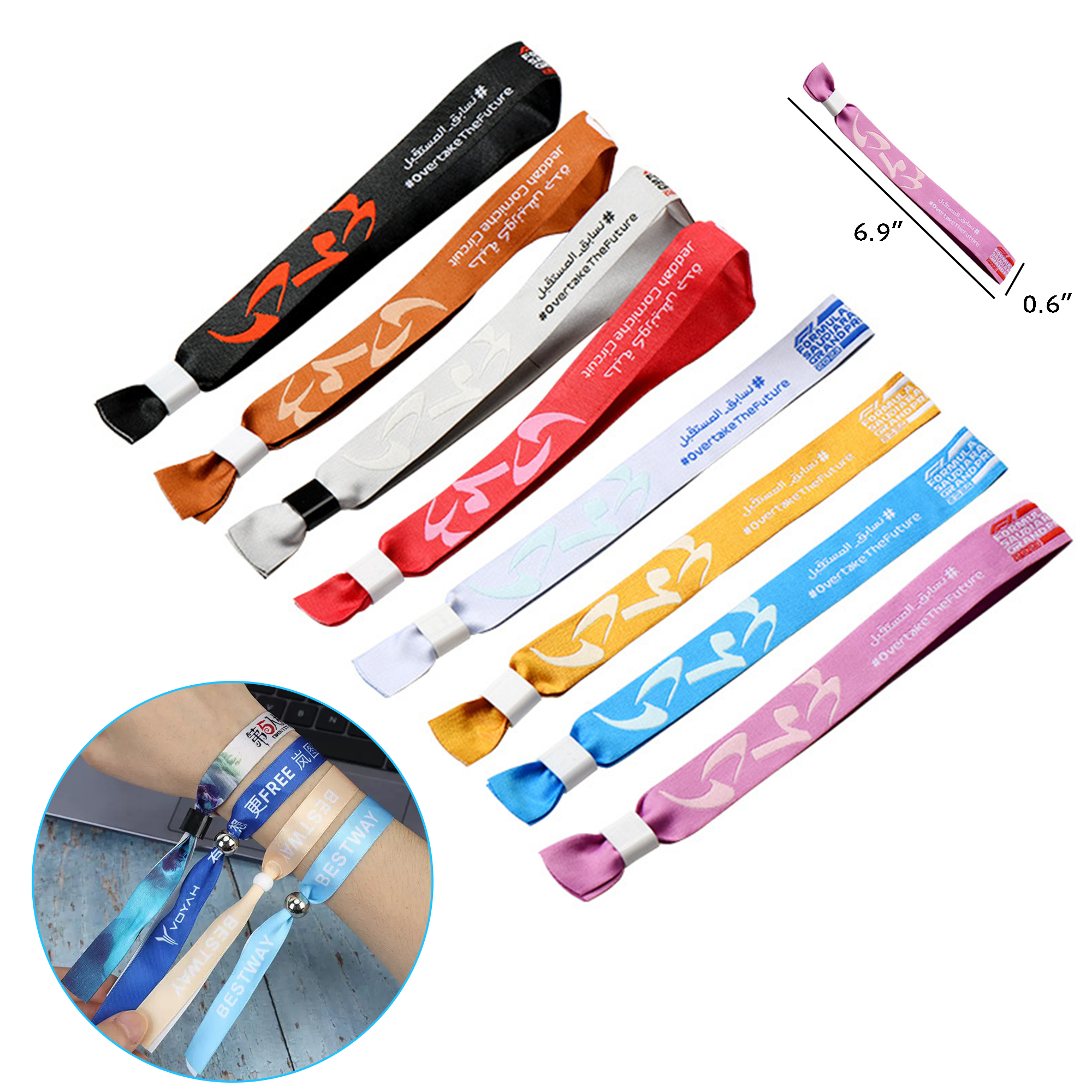 MOQ 50 Bulk Satin Wristbands for Events Custom 1