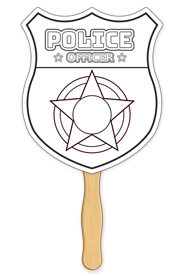 HAND FANS - Coloring Fan, Police Badge Shape 4