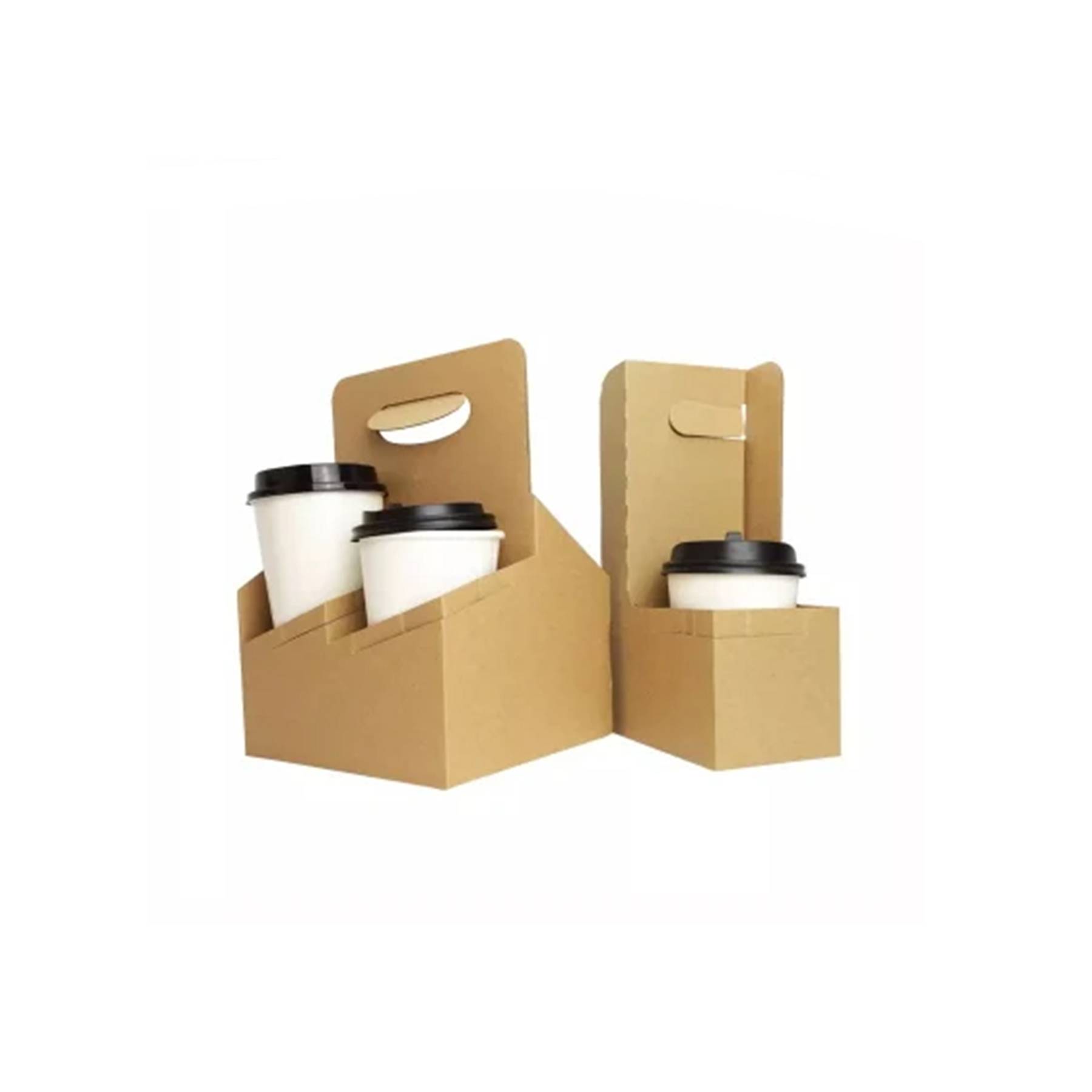 2/4/6 Kraft Paperboard Cup Holder Drink Carrier With Handle 3