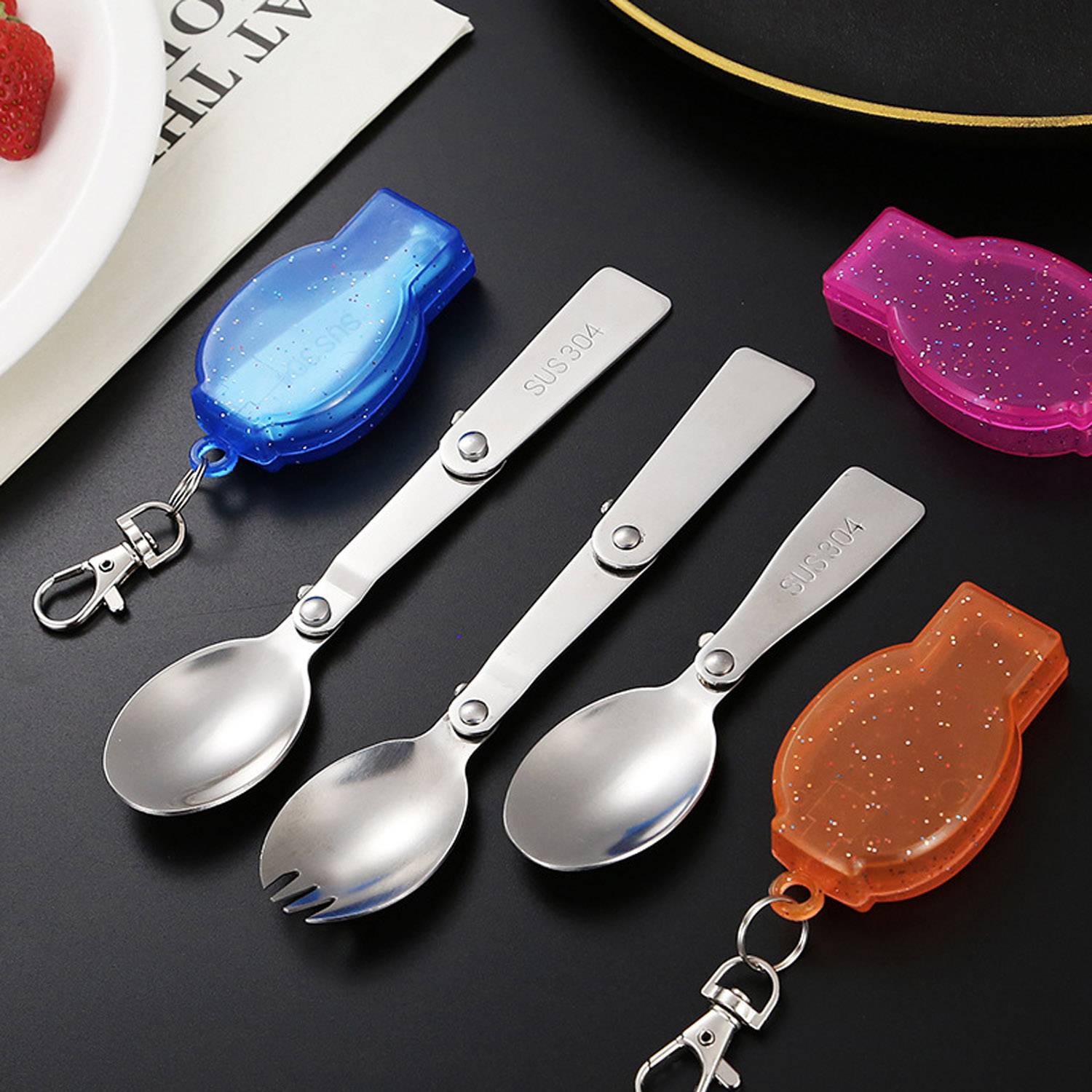 Stainless Steel Foldable Spoon W/ Portable Box 8