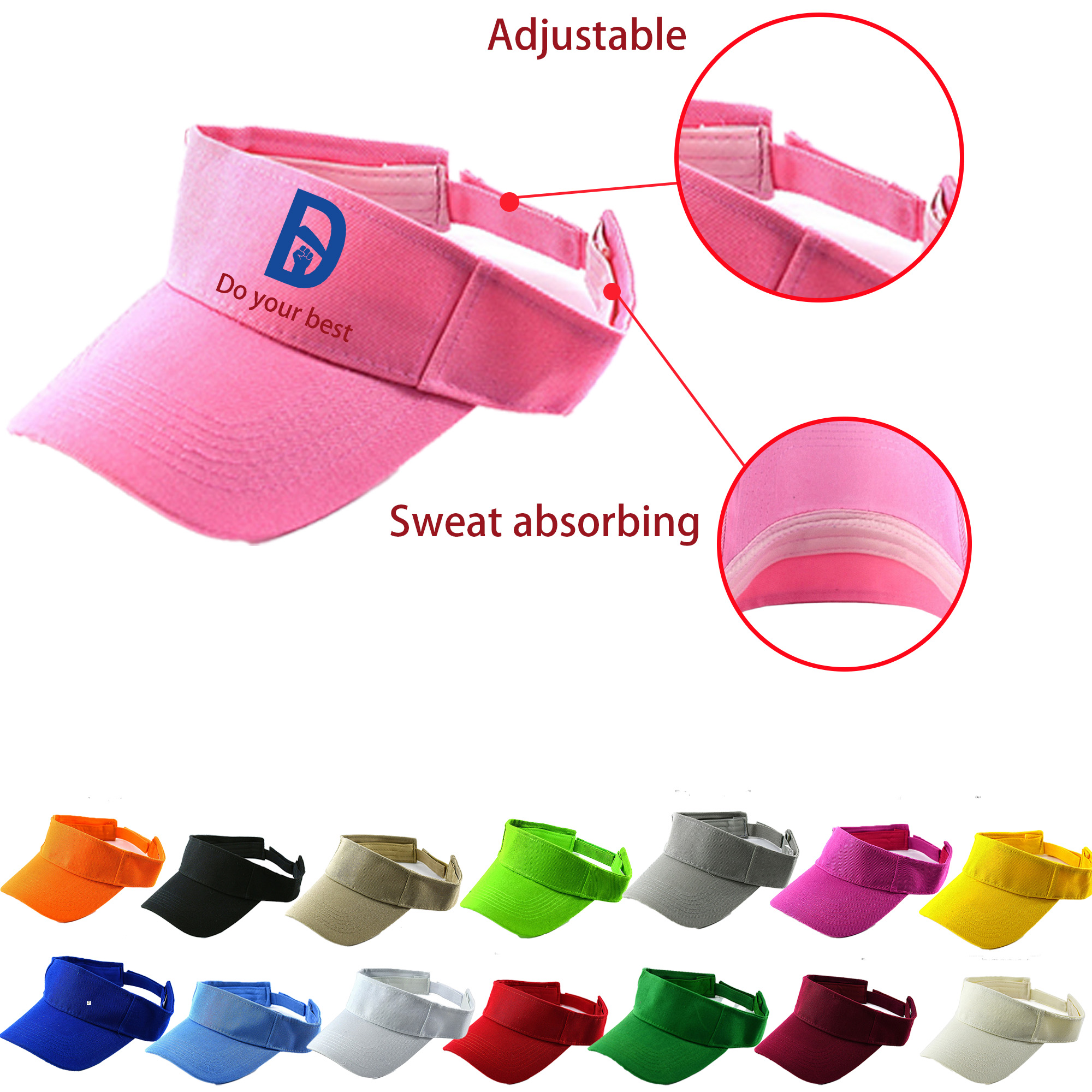 Full Color Sport Sun Visor Empty Top Hat 2